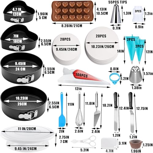 GZMAISULEE 540PCS Cake Decorating Kit - Baking Supplies with 4 Springform Pans, Rotating Turntable, Decorating Tools, Cake Baking Supplies Set for Beginners - Image 2