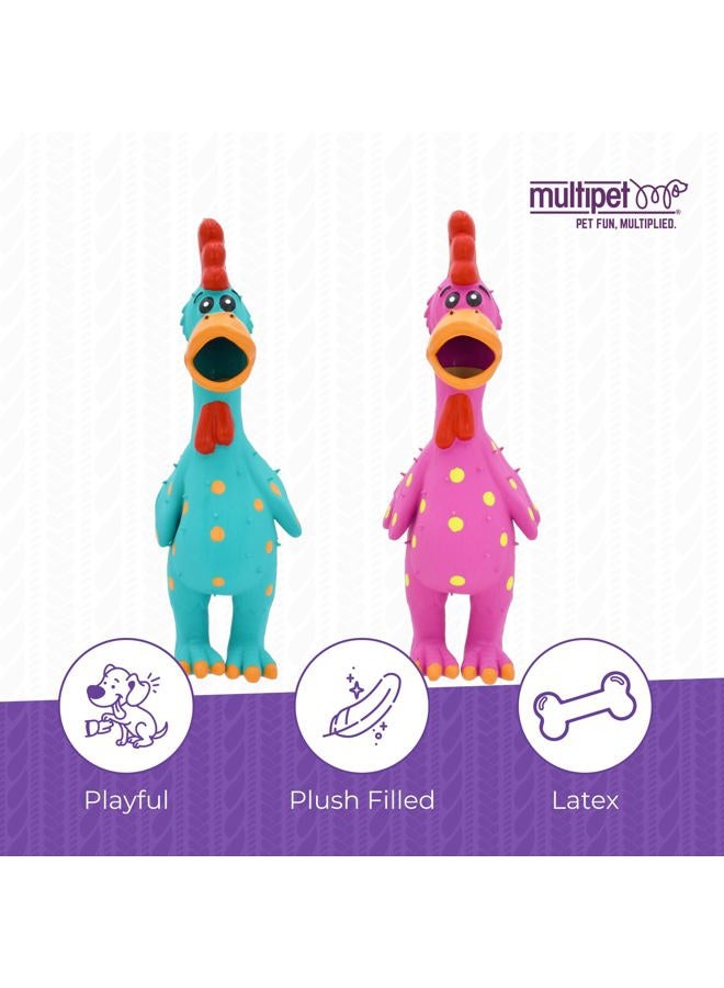 Multipet's 11.5-Inch Latex Polka Dot Globken Chicken Dog Toy - Image 3