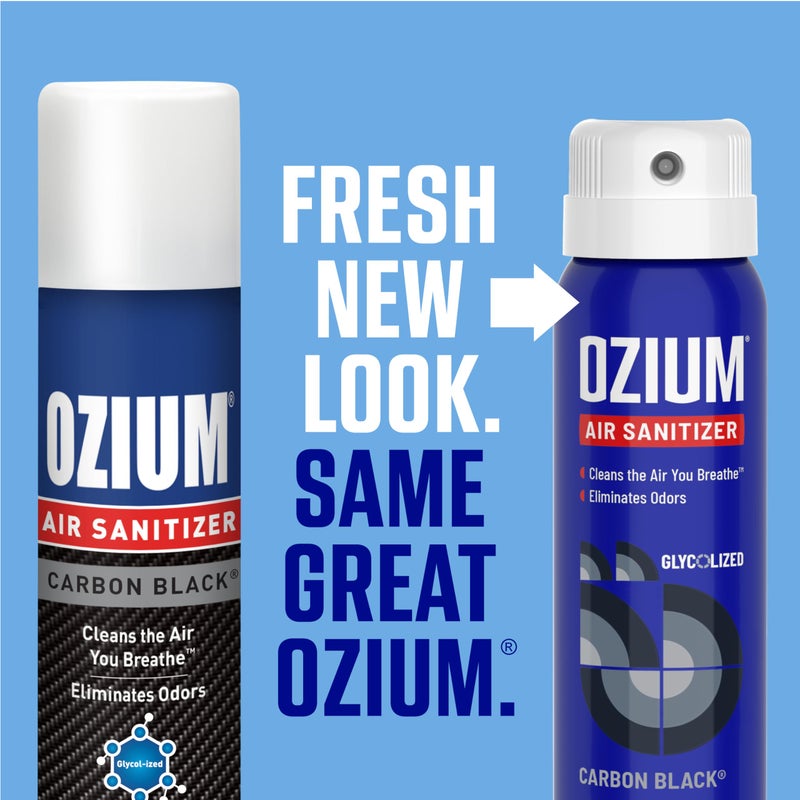 Ozium أوزيوم 3.5 أونصة. معقم هواء ومزيل روائح للمنازل والسيارات والمكاتب والمزيد، برائحة الكربون الأسود، عبوة 2 - Image 3