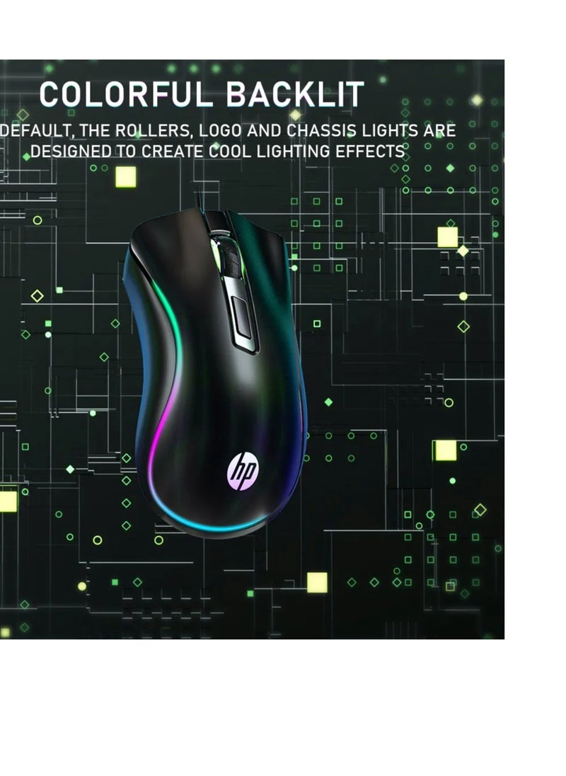HP G100 USB WIRED OPTICAL GAMING MOUSE WITH 3 DPI ADJUSTABLE MODES, 4 BUTTONS