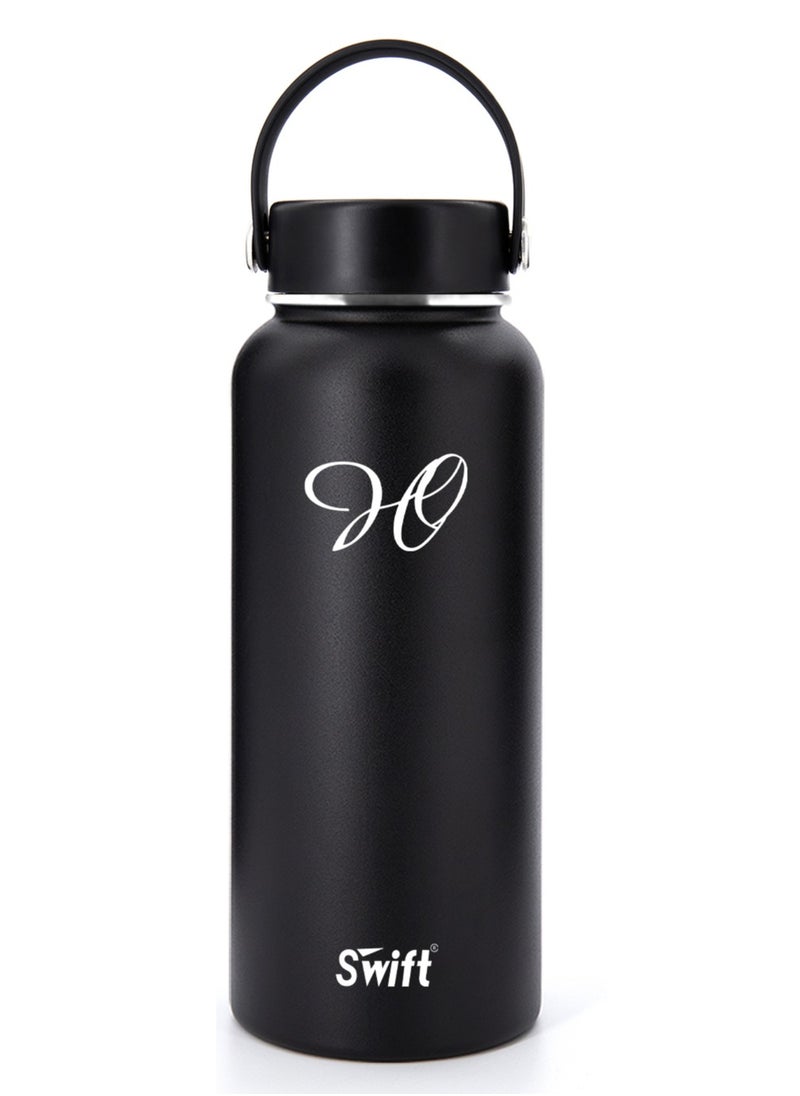 Swift 1L Stainless Steel Vacuum Flask Water Bottle with Straw and 2 Lids, Wide Mouth Travel Thermos Water Mug for Gym, Sports, Camping,  Traveling 1000ml  - Image 2