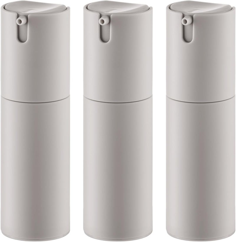 Lulupack 1 oz Airless Pump Bottles, Travel Lotion Container, Skincare Containers for Moisturizer(Plastic, Matte Grey, 3Pcs) - Image 1