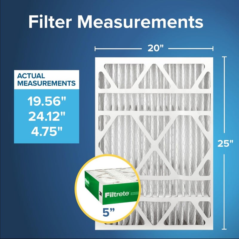 Filtrete 20x25x5 AC Furnace Air Filter, MPR 700, MERV 8, Fits Trion Air Bear & Carrier, Dust, Pollen & Pet Dander Reduction, 2-Pack (actual size 19.56 x 24.13 x 4.75 in) - Image 2