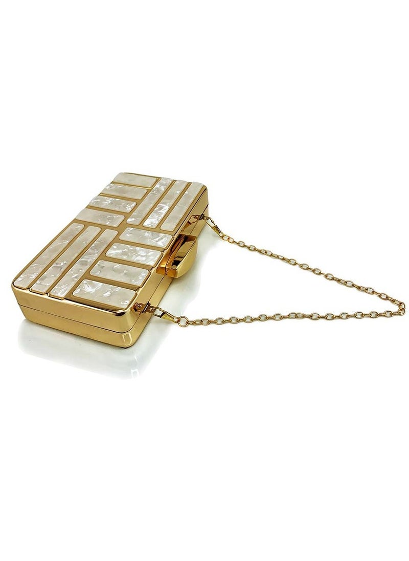 Loquat - Womens Acrylic Clutch Purses Evening Crossbody Bag Shell Pattern Chain Purse Handbag for Wedding Cocktail Party Prom Light Beige - Image 1