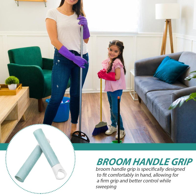 2 Pack 22mm Light Blue Broom Handle Grip Replacement Sleeves for Mop and Clothesline - Image 4