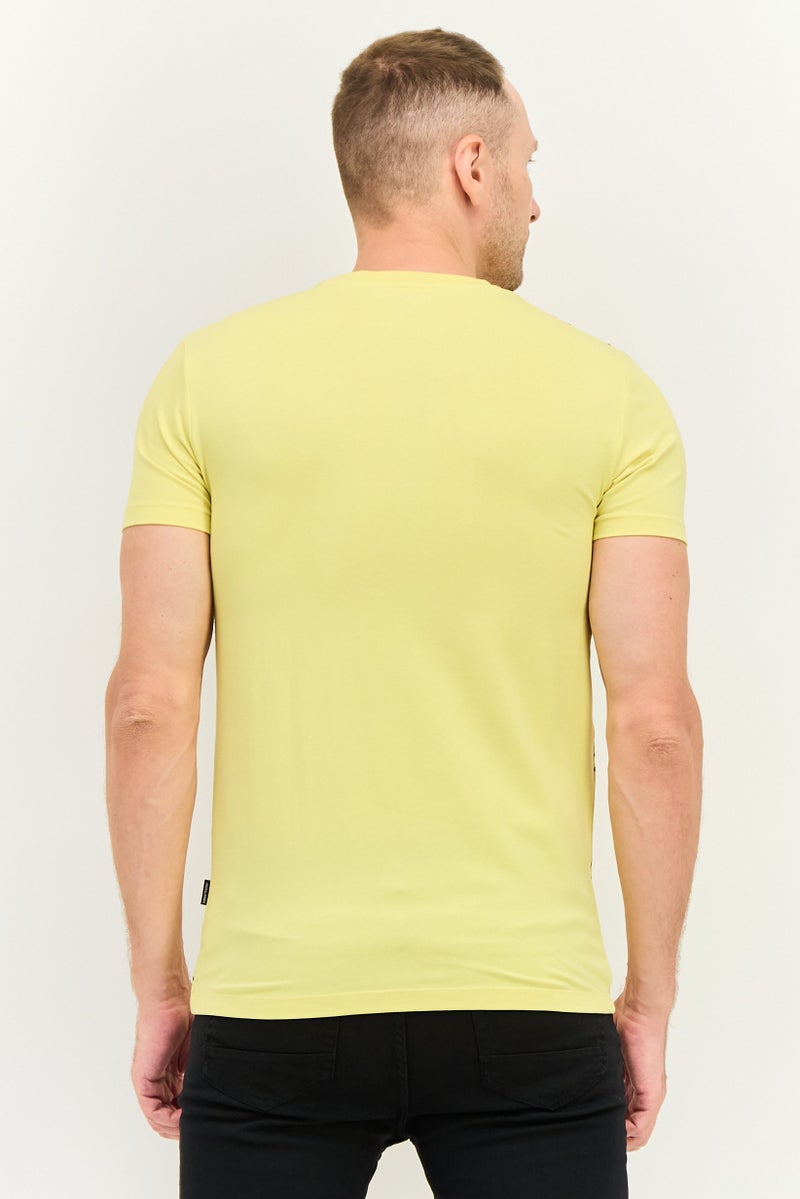 JACK & JONES Men Crew Neck Short Sleeve Graphic Print T Shirt, Yellow - Image 4