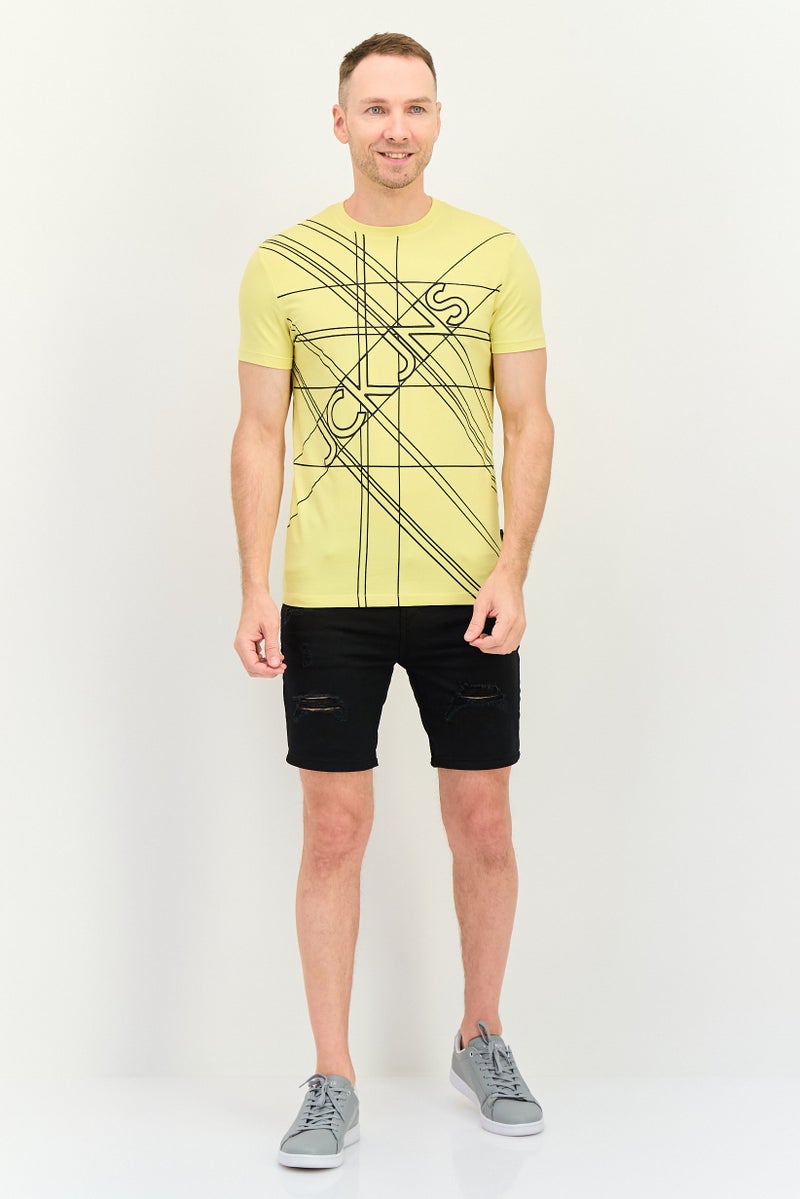 JACK & JONES Men Crew Neck Short Sleeve Graphic Print T Shirt, Yellow - Image 3