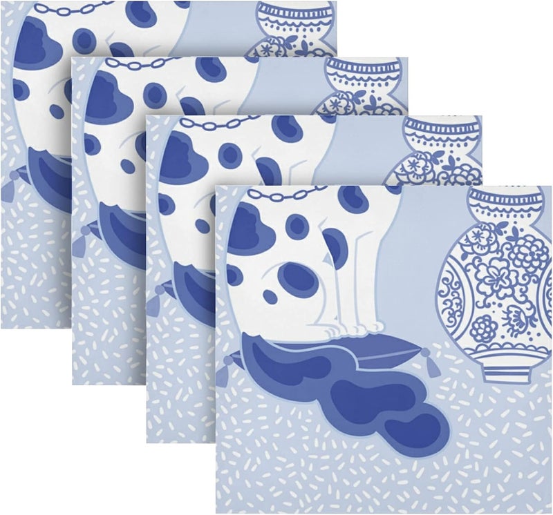 susiyo Staffordshire Dogs in Chinoiserie Style Blue and White Porcelain Cloth Napkins Set of 6 Reusable Table Dinner Napkins 20 by 20 Inches for Family Dinners Cocktail Parties Weddings Hotel Restaura - Image 5