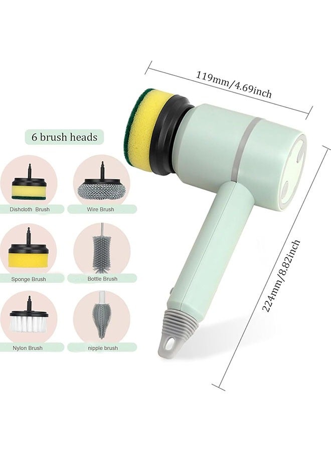Rechargeable Electric Spin Scrubber, Portable Handheld Cleaning Brush with 6 Replaceable Brush Heads, Cordless Cleaning Brush for Bathroom, Kitchen, Dish, Milk Bottle, Tile, Glass  - Image 2