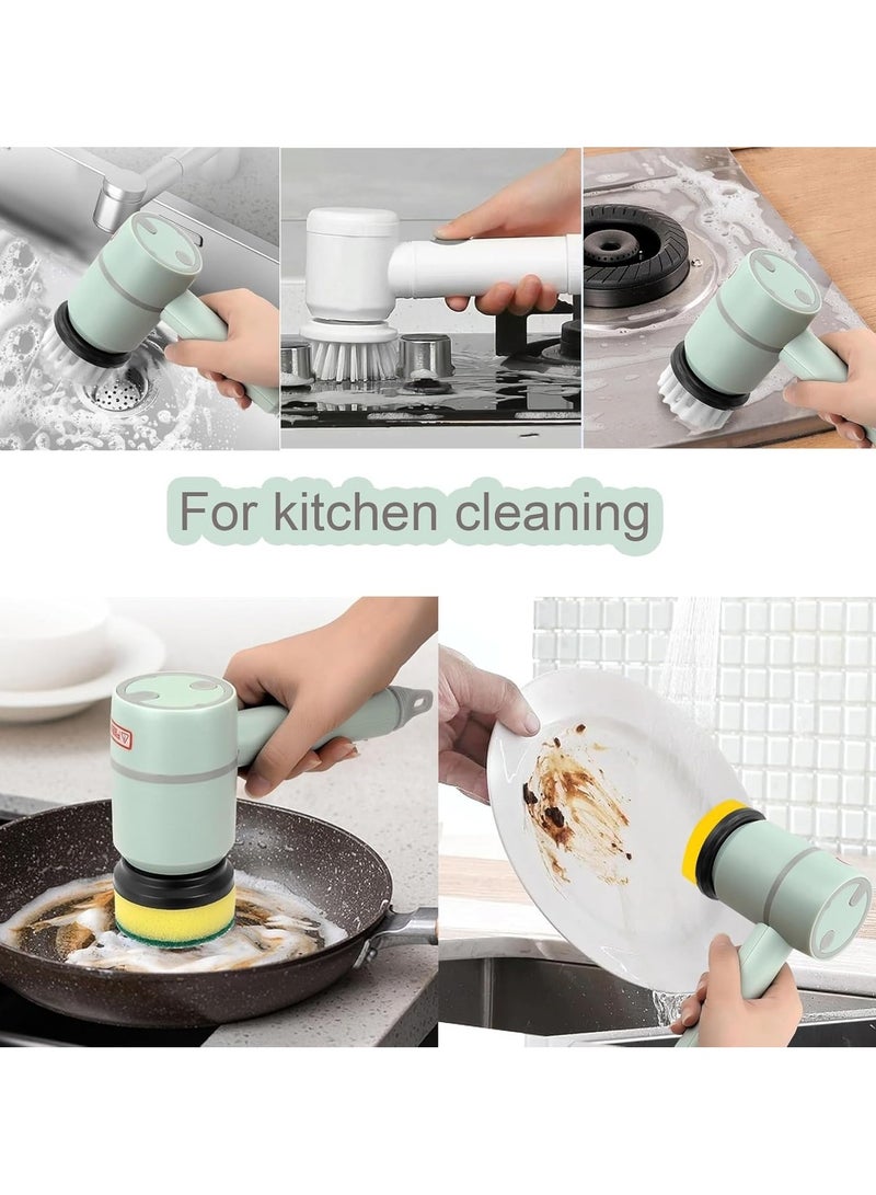 Rechargeable Electric Spin Scrubber, Portable Handheld Cleaning Brush with 6 Replaceable Brush Heads, Cordless Cleaning Brush for Bathroom, Kitchen, Dish, Milk Bottle, Tile, Glass  - Image 4