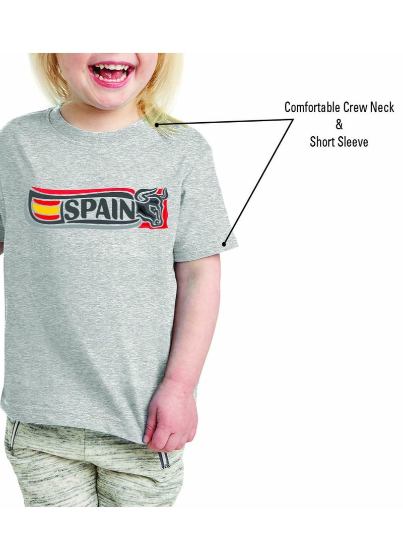 Generic - Spain Kids T-Shirt for Girls - Round Neck Short Sleeve Cotton T-Shirt - Soft and Comfortable Kids Girls Tshirt - Perfect for Spanish Souvenirs - Image 1