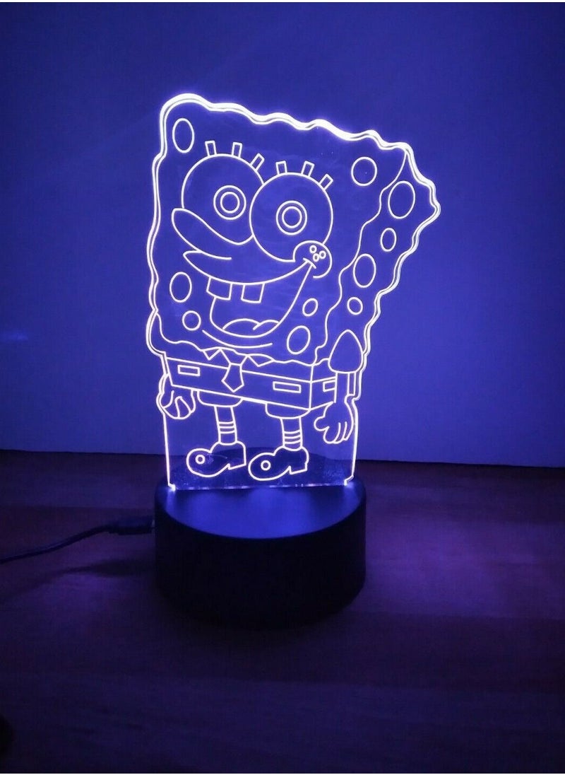 althiqahkey - 3D LED Night Lights Spongebob Squarepants 7 colours Desk Lamp Kids Gift - Image 1