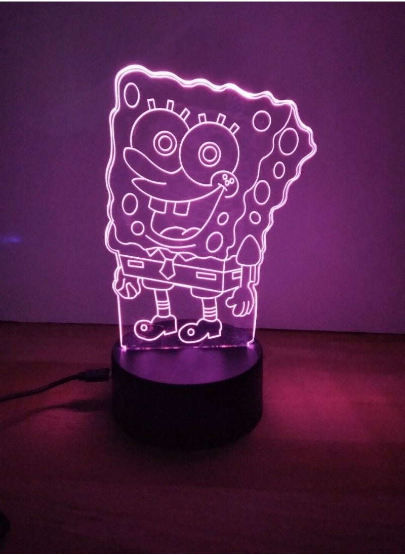 althiqahkey - 3D LED Night Lights Spongebob Squarepants 7 colours Desk Lamp Kids Gift - Image 1