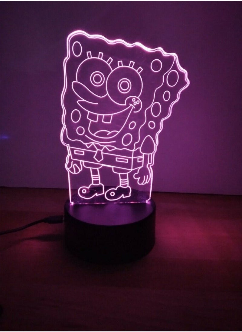 althiqahkey - 3D LED Night Lights Spongebob Squarepants 7 colours Desk Lamp Kids Gift - Image 1