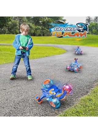 Rechargeable RC Stunt Car with 360 Flips 4WD Wheel with Bright Light Remote Control Cars Electric Toy Car Gift Birthday for Kids Fun Outdoor Toys - view 3