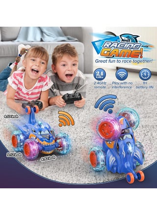 Rechargeable RC Stunt Car with 360 Flips 4WD Wheel with Bright Light Remote Control Cars Electric Toy Car Gift Birthday for Kids Fun Outdoor Toys - view 4
