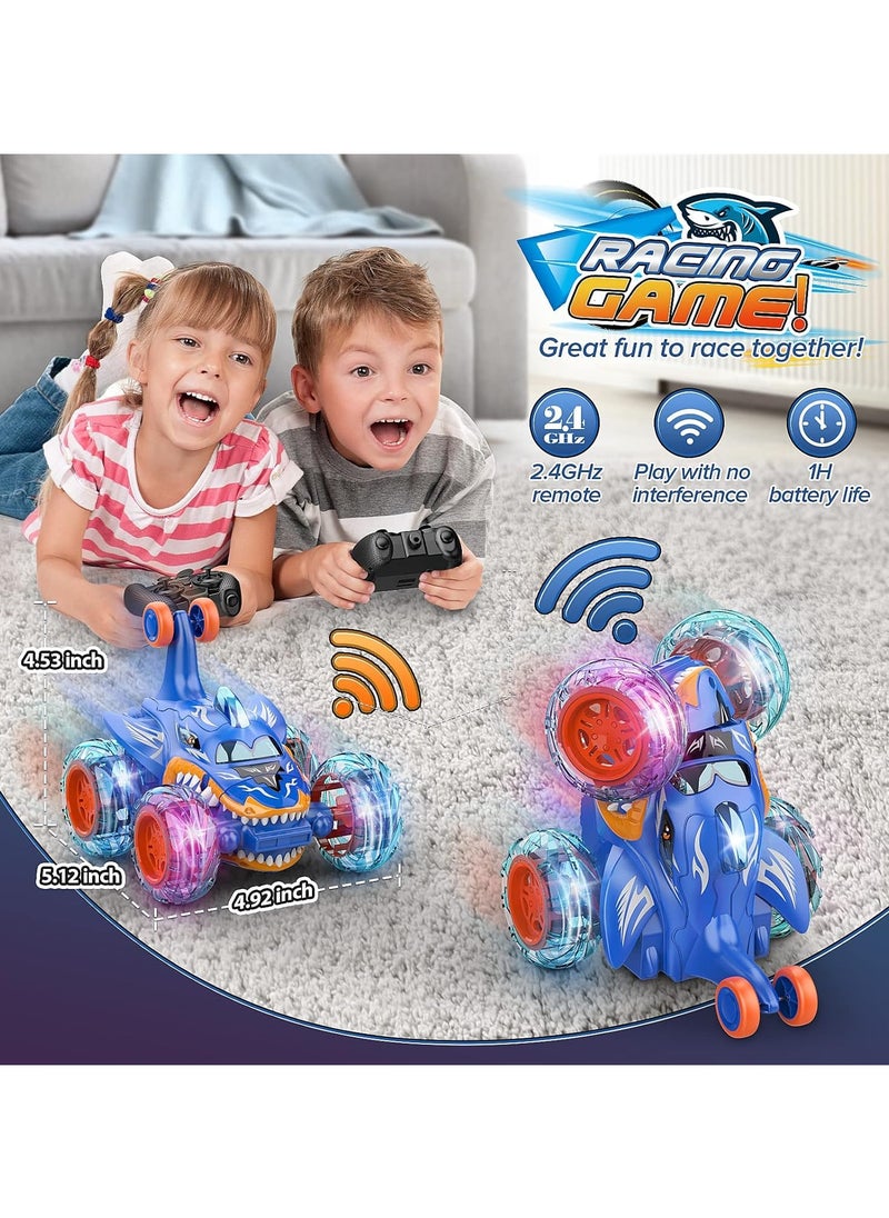 فلاي هسو - سيارة حيلة RC قابلة لإعادة الشحن مزودة بعجلة 360 فليبس 4WD مع عجلة 4WD مع ضوء ساطع سيارات تحكم عن بعد سيارة كهربائية هدية عيد ميلاد سيارة كهربائية للأطفال ألعاب خارجية ممتعة - Image 1