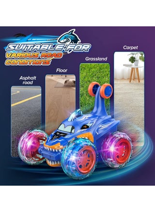 Rechargeable RC Stunt Car with 360 Flips 4WD Wheel with Bright Light Remote Control Cars Electric Toy Car Gift Birthday for Kids Fun Outdoor Toys - view 5