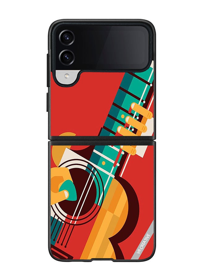 VR CREATIVE Protective Case Cover For Samsung Galaxy Z Flip4 Guitar Design Multicolour - Image 1