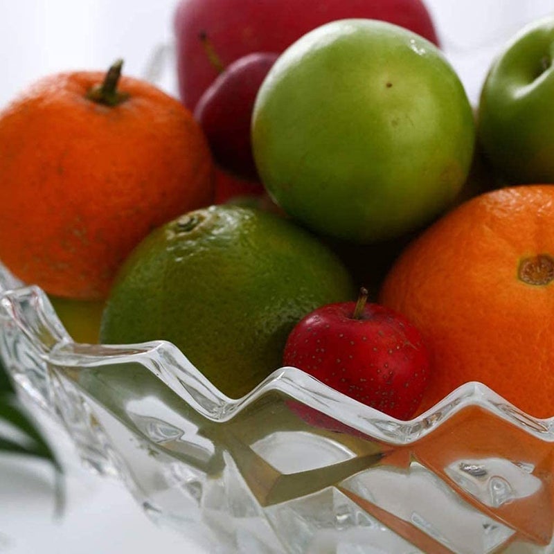 RAHAS Fruit Bowl Large Decorative Centerpiece Designer Glass Fruit Bowl Vegetable BowlTable Flat BaseDining Table Glass Serving Dinnerware Transparent Bowl Pack of 1 - Image 4