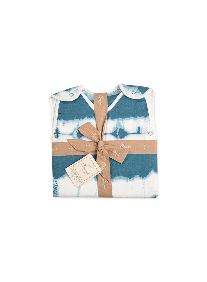 Crane Baby Wearable Blanket, Wearable Soft Cotton Baby Blanket for Boys and Girls 0-9 Months, Blue Tie-Dye, 19”w x 30”h - Image 3