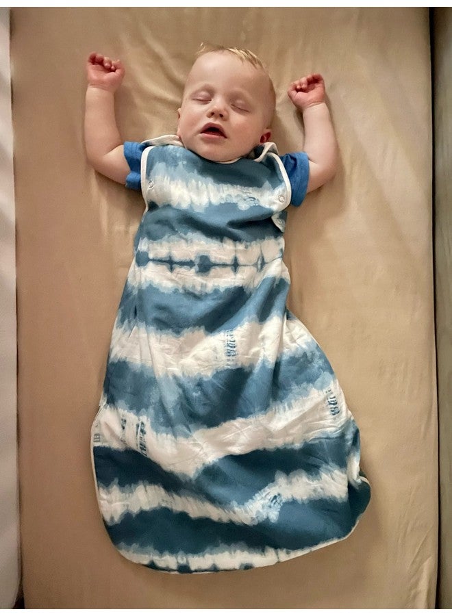 Crane Baby Wearable Blanket, Wearable Soft Cotton Baby Blanket for Boys and Girls 0-9 Months, Blue Tie-Dye, 19”w x 30”h - Image 4