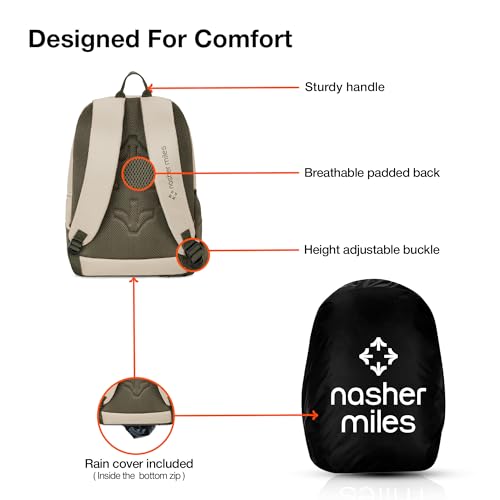 Nasher Miles Botany Polyester Laptop Backpack 39L with Rain cover Ideal for College, School, Office, Travel | Men, Women, Boys, Girls (Cream) - Image 4