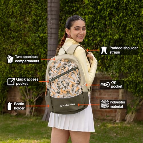 Nasher Miles Botany Polyester Laptop Backpack 39L with Rain cover Ideal for College, School, Office, Travel | Men, Women, Boys, Girls (Cream) - Image 2