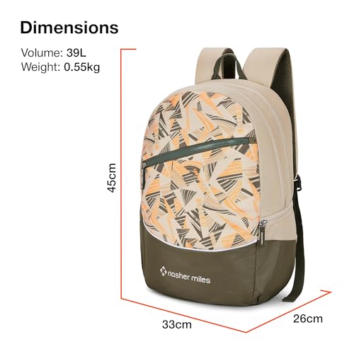 Nasher Miles Botany Polyester Laptop Backpack 39L with Rain cover Ideal for College, School, Office, Travel | Men, Women, Boys, Girls (Cream) - Image 5