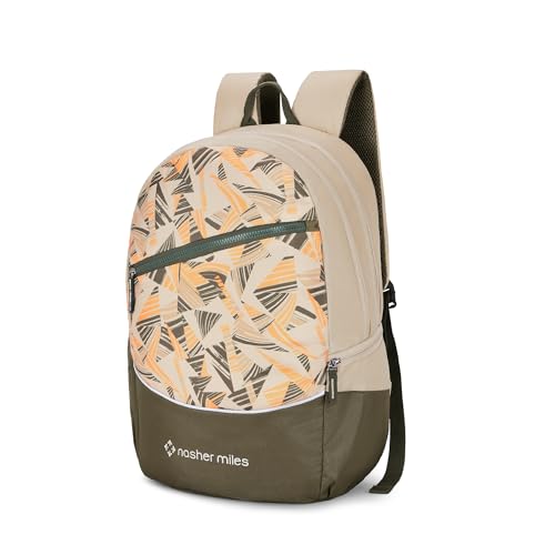 Nasher Miles Botany Polyester Laptop Backpack 39L with Rain cover Ideal for College, School, Office, Travel | Men, Women, Boys, Girls (Cream) - Image 1