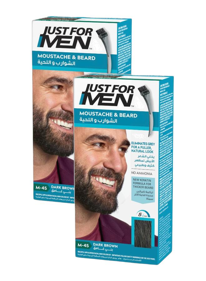 Just For Men M-45 Dark Brown Beard Dye for Men – Pack of 2,with Biotin and Aloe - Image 1