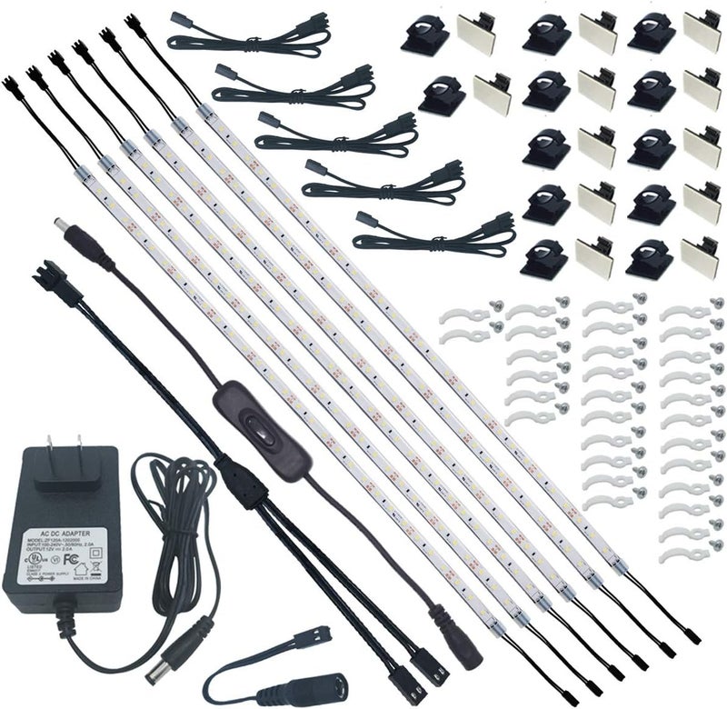 Litever Under Cabinet Light, 6 PCS 20 Inches Flexible LED Strips with Power Adapter, 24W,1800 Lumen, Daylight 5000K. Suitable for Kitchen Cabinets, Counters, Under Shelf, Closets (6-Strip-5000K) - Image 1