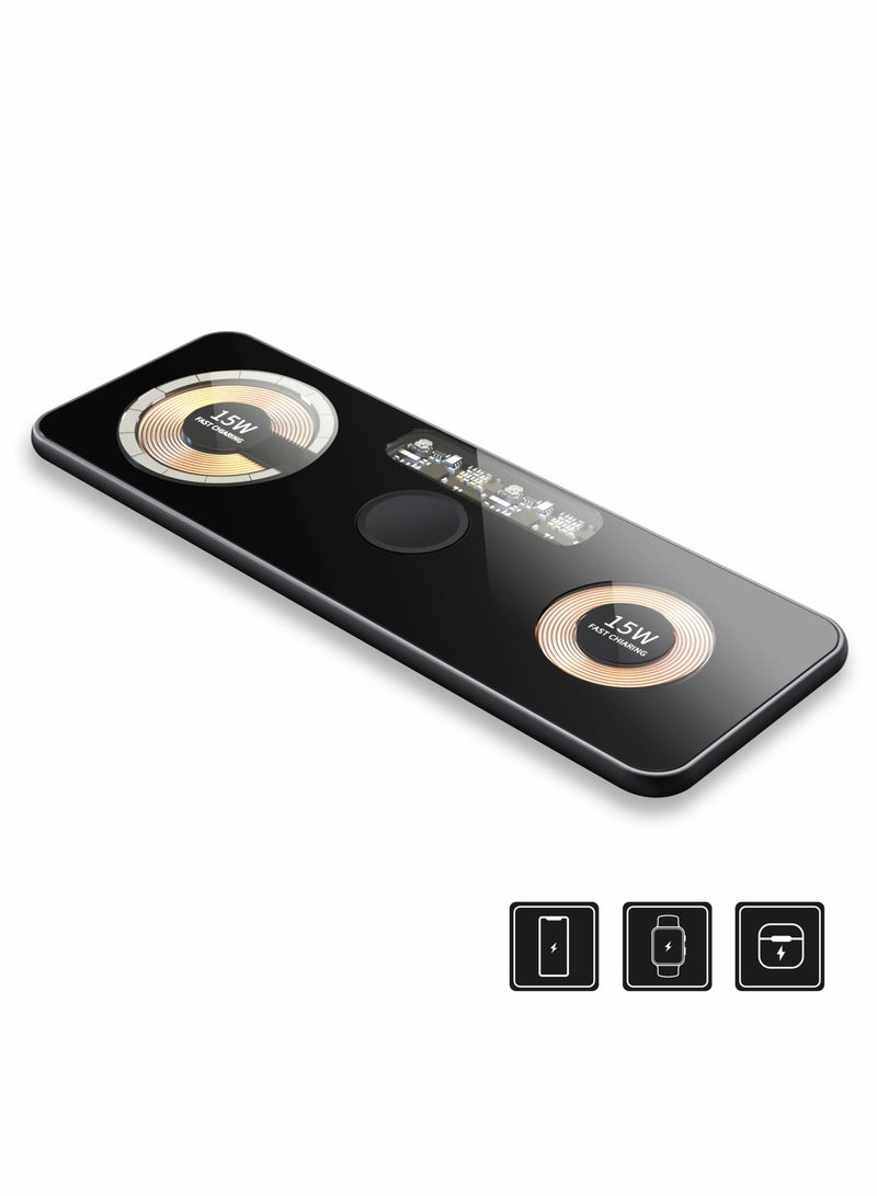 Excefore 3 in 1 Wireless Charger,Transparent Magnetic Charging Station,Fast Wireless Charging Pad for iPhone 14/13/12/Pro/Max/SE,AirPods Pro,for iWatch,for Samsung Galaxy Phones(Adapter Included) - Image 1