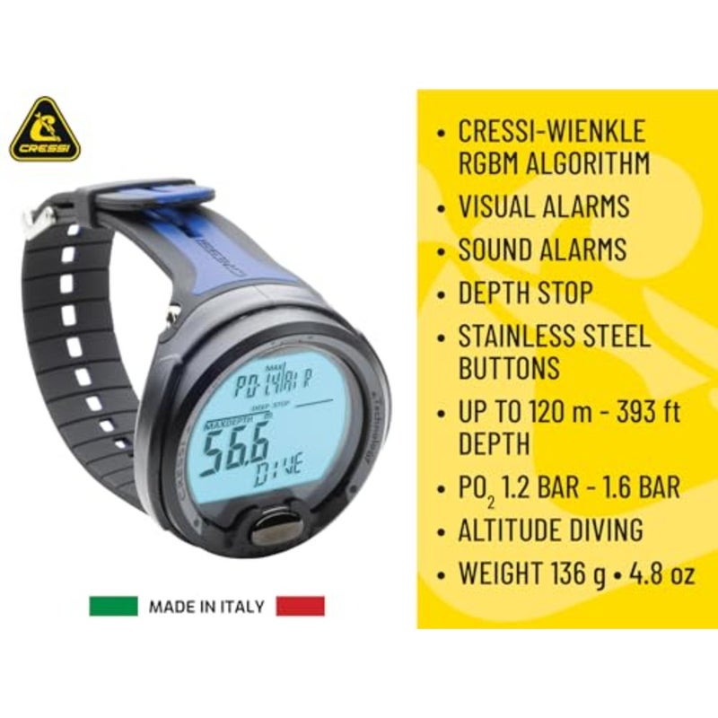 Scuba diving computer for professional use, titanium case with black finish, ultra-readable OLED display and extended battery life - Image 4