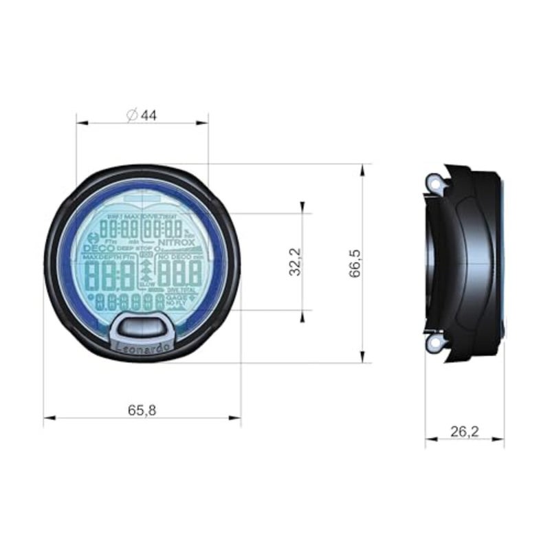 Scuba diving computer for professional use, titanium case with black finish, ultra-readable OLED display and extended battery life - Image 5