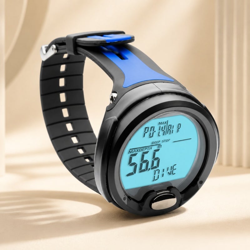 Scuba diving computer for professional use, titanium case with black finish, ultra-readable OLED display and extended battery life - Image 1