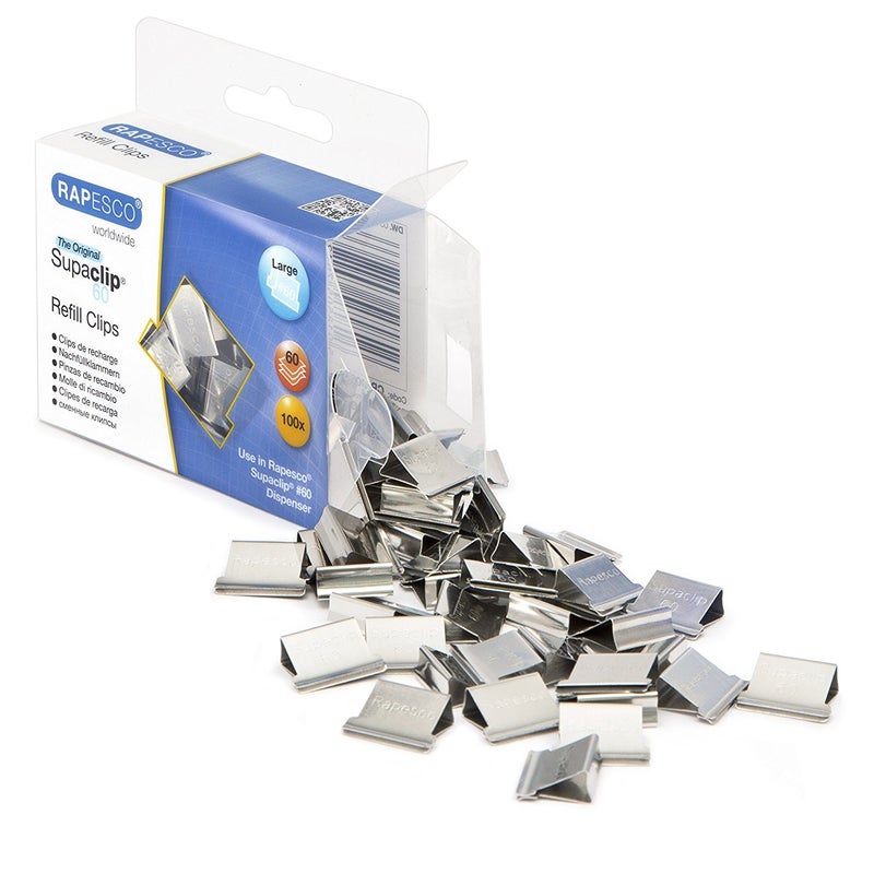 Rapesco Supaclip #60 Refill Clips - Stainless Steel, Pack of 100 (CP10060S) - Image 2