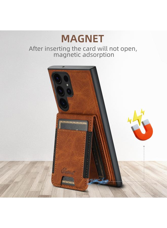 Suteni Case For Samsung Galaxy S22+ 5G H17 Litchi Texture Leather MagSafe Detachable Wallet Phone Case - Image 3