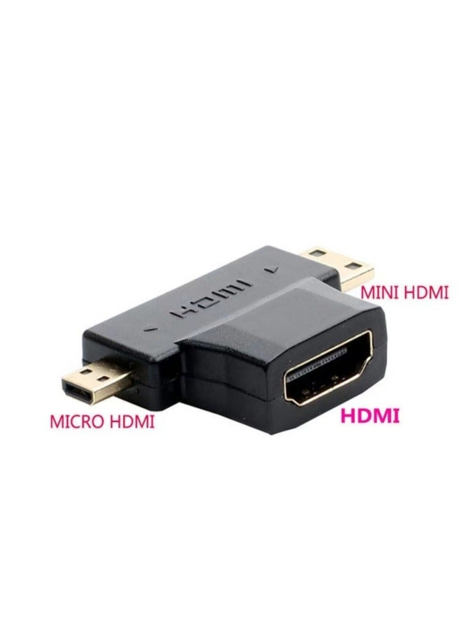 3-in-1 HDMI to Mini/Micro HDMI Adapter Black - Image 2