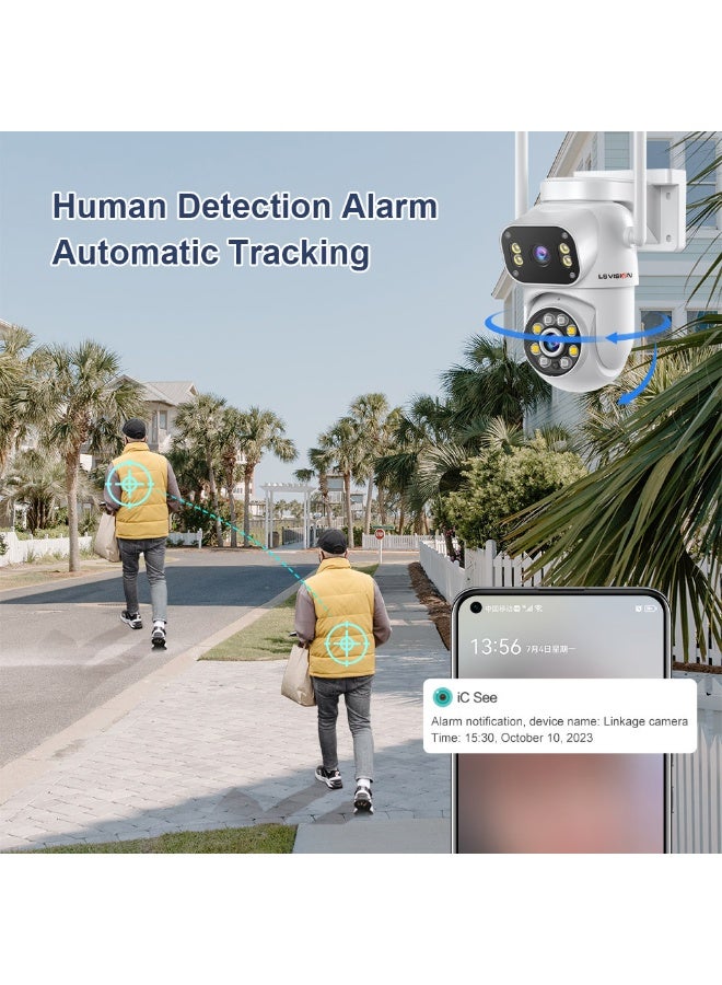 LS Vision 4K Outdoor Camera 8MP Security Camera 4K& 4K Wireless Camera, Dual-Lens Camera Outdoor, CCTV Camera for Home, Wireless Camera 8MP Fixed Lens & 8MP PT lens, Cruiser Dual 8MP，Standard 64GB memory card - Image 5