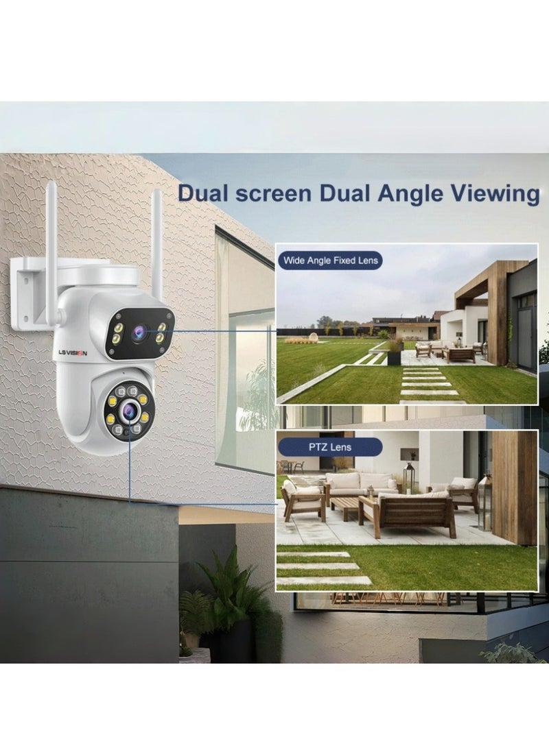 LS Vision 4K Outdoor Camera 8MP Security Camera 4K& 4K Wireless Camera, Dual-Lens Camera Outdoor, CCTV Camera for Home, Wireless Camera 8MP Fixed Lens & 8MP PT lens, Cruiser Dual 8MP，Standard 64GB memory card - Image 4
