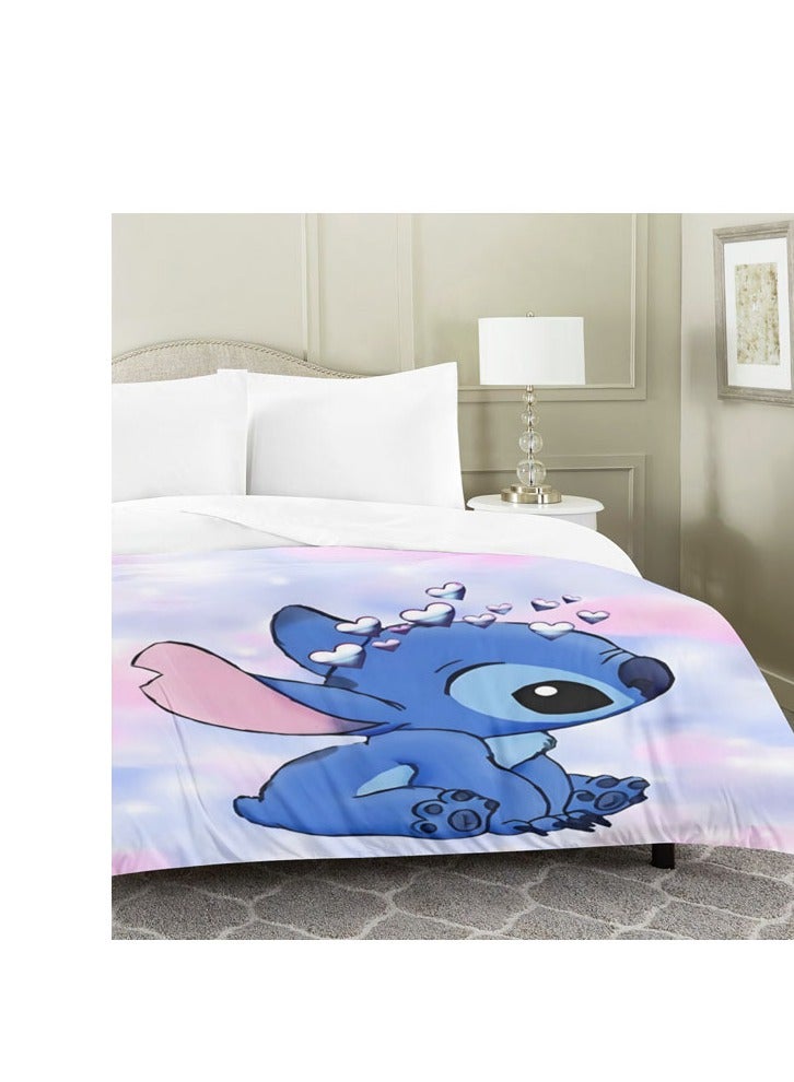 Cartoon Stitch pattern bedding three-piece set with soft microfiber polyester sheets including cover and two pillowcases (size 150cmX200cm)  - Image 3