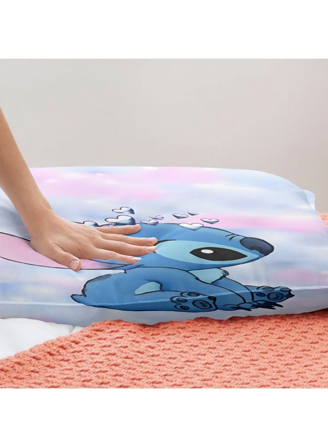 Cartoon Stitch pattern bedding three-piece set with soft microfiber polyester sheets including cover and two pillowcases (size 150cmX200cm)  - Image 5