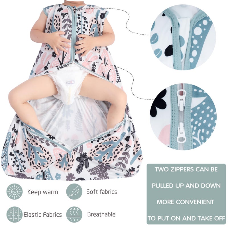 Guntail Baby Sleep Sack 0-6 Months 3 Pack Baby Wearable Blanket 100% Rayon Cotton 2-Way Zipper Toddler Sleeping Sack .Comfy Soft Lightweight Tog 0.3 (Rabbit&Rocks&Green  0-6 Months) - Image 5