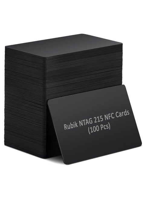 NFC NTAG215 PVC Cards, 504 Bytes Programmable Memory, NFC-215 Chip Business Cards Compatible with NFC Enabled Devices - Black (100)