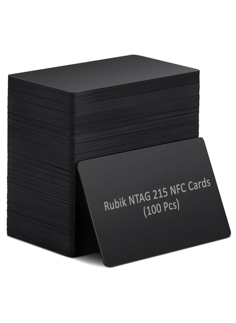 Rubik NFC NTAG215 PVC Cards, 504 Bytes Programmable Memory, NFC-215 Chip Business Cards Compatible with NFC Enabled Devices - Black (100)  - Image 1
