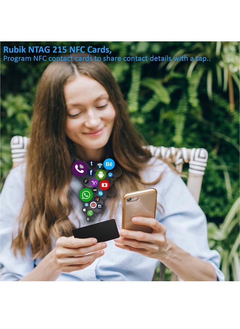 Rubik NFC NTAG215 PVC Cards, 504 Bytes Programmable Memory, NFC-215 Chip Business Cards Compatible with NFC Enabled Devices - Black (100)  - Image 3