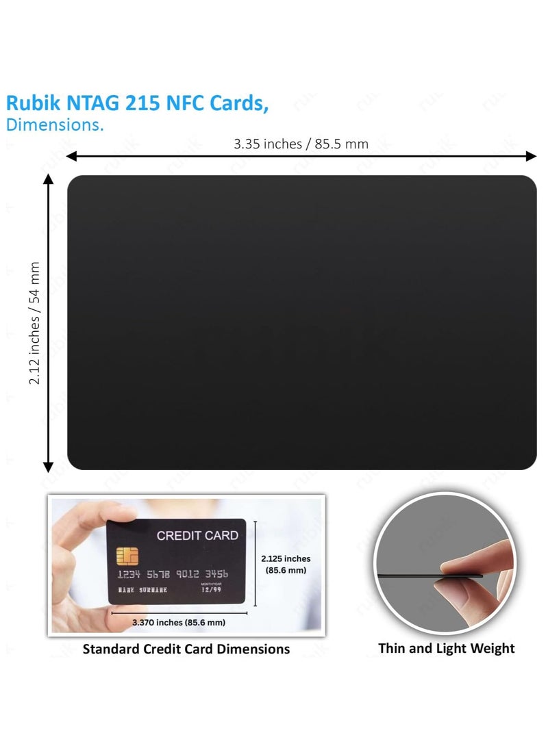 Rubik NFC NTAG215 PVC Cards, 504 Bytes Programmable Memory, NFC-215 Chip Business Cards Compatible with NFC Enabled Devices - Black (100)  - Image 4