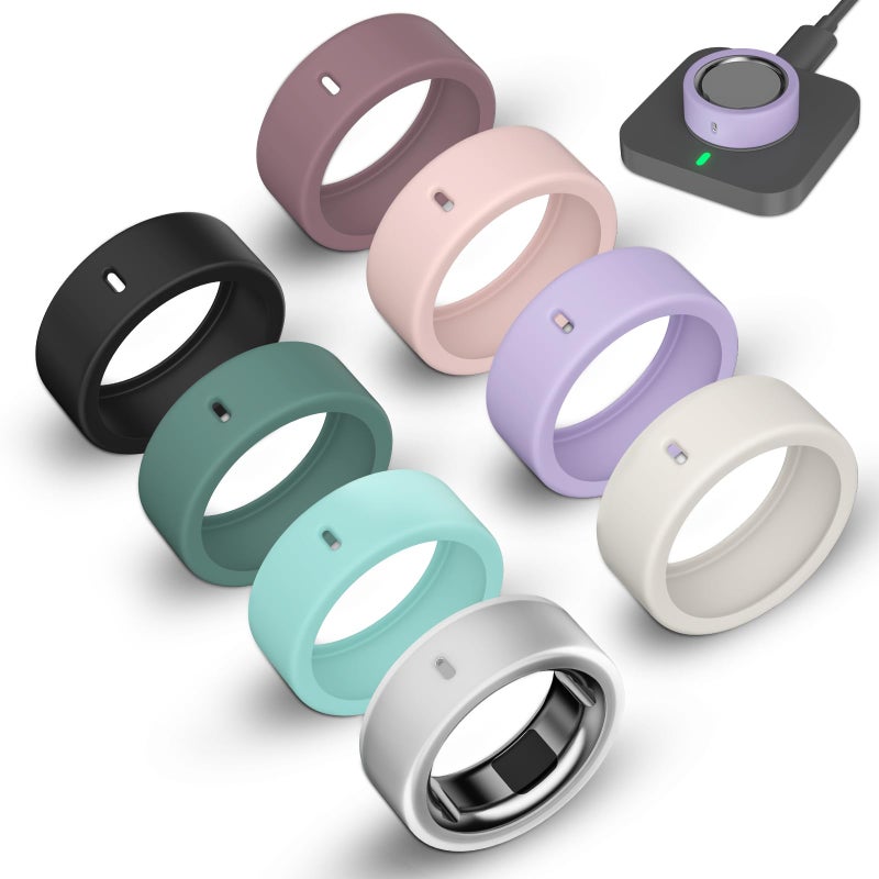 ZOOROO 8 Pack Ultra-Thin Cover Compatible with Oura Ring Gen 4/4 Ceramic/Gen 3 Horizon/Heritage/Ultrahuman, Surport Charging with Cover on, Anti-Scratch Elastic Silicone Rings Protector Accessories Men Women - Image 1