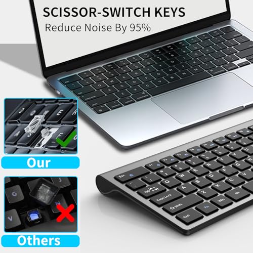 GlowarcPro Wireless Keyboard and Mouse Combo, Full-Size Slim Keyboard with Numeric Keypad, Calculator Button, 2400 DPI Ergonomic Large Mouse for Right Hand, USB Cordless Set for Laptop PC Windows - Black & Grey - Image 5